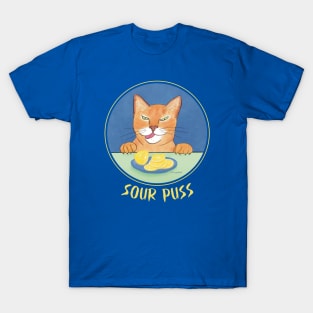 Sour Puss – Funny illustration of a cat’s reaction to tasting a lemon T-Shirt